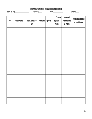 Veterinary Controlled Drug Dispensation Record Vmb Ca  Form