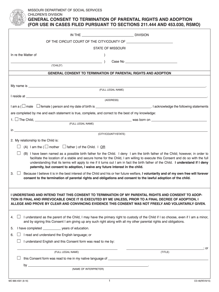 Mo Adoption Form