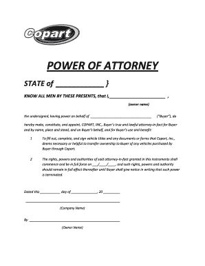 How to Fill Out Copart Power of Attorney  Form