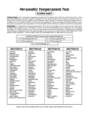 Temperament Test PDF  Form