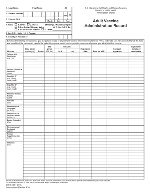 298102 DHHS 4057 Adult Vaccine Admin Record PDF  Form