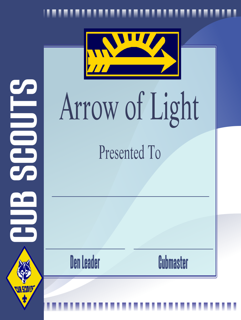Arrow of Light Certificate Template  Form