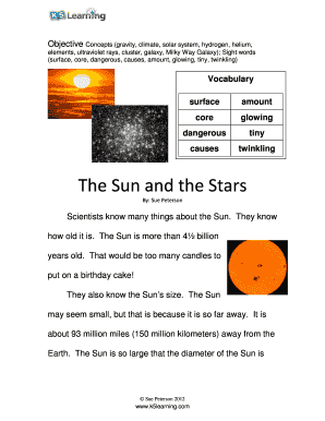 K5 Learning the Sun and the Stars  Form