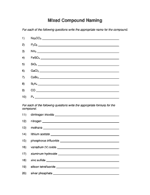 Mixed Compounds Worksheet Answers  Form