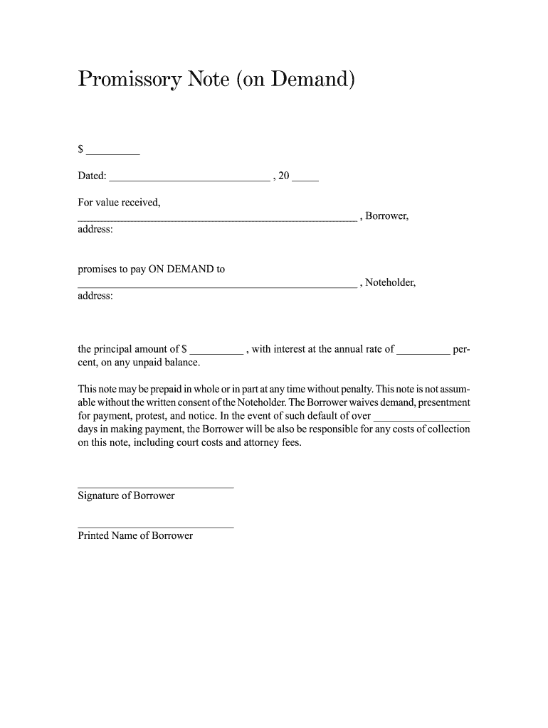Note Demand  Form