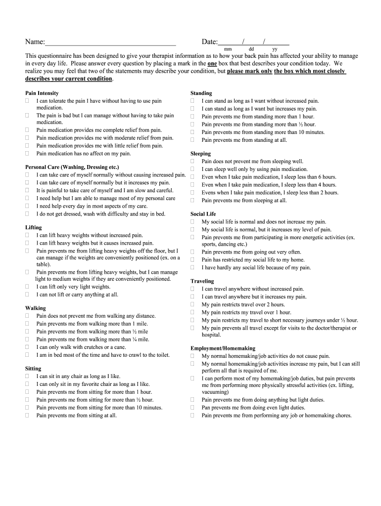 Revised Oswestry PDF  Form