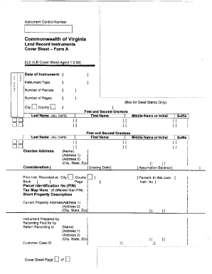 Cover Sheet for Land Records Portsmouth, Virginia Portsmouthva  Form