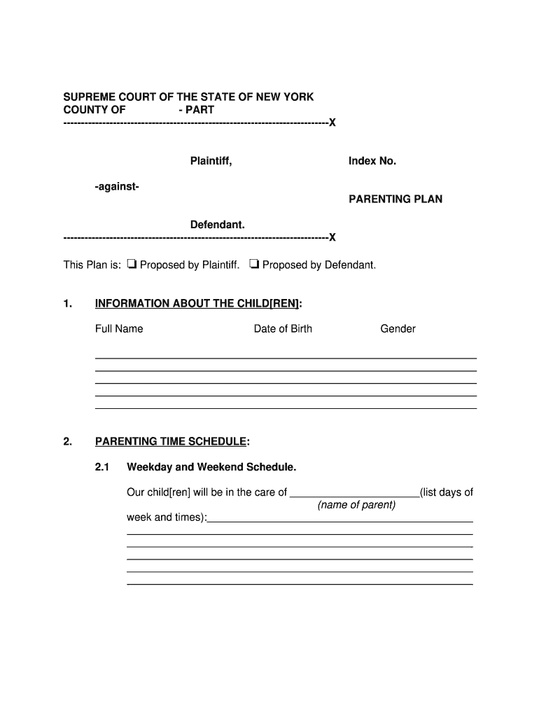parenting plan fill out and sign printable pdf template signnow