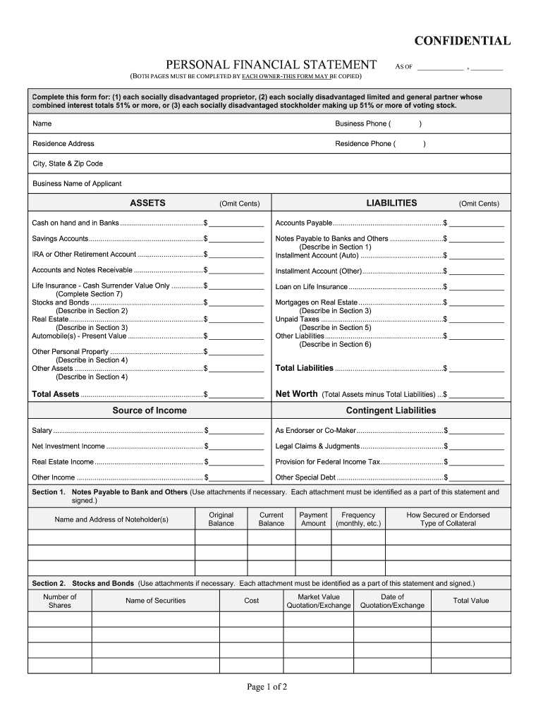 City and County of Denver Personal Financial Statements Form