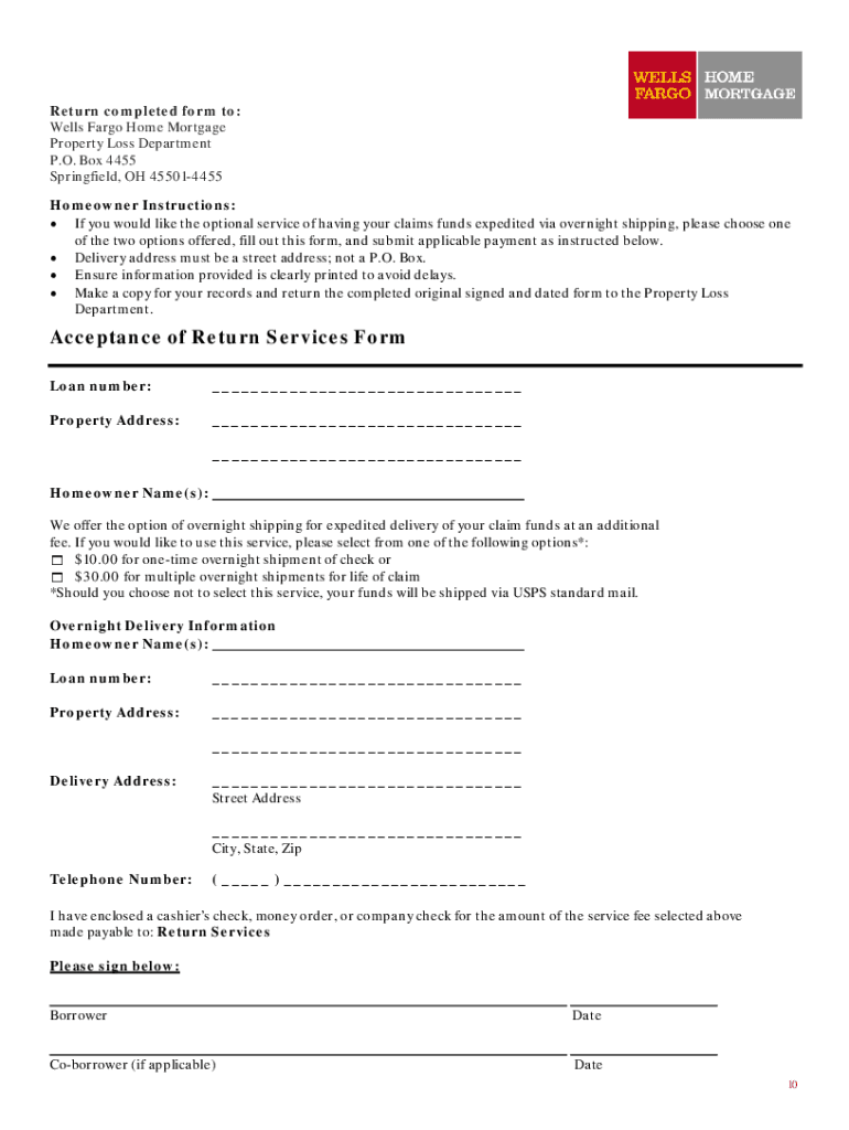Wells Fargo Home Recovery Kit  Form