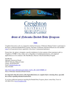 Creighton Deeded Body Application Form