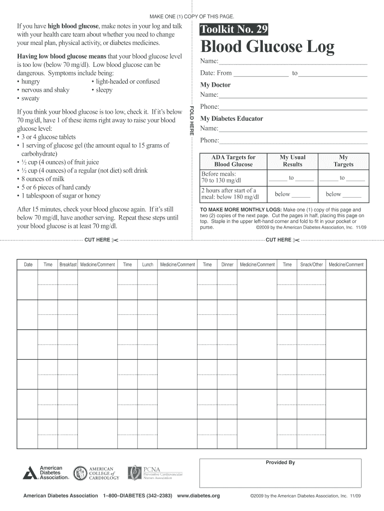  Printable Diabetes Log Sheets PDF 2009-2024