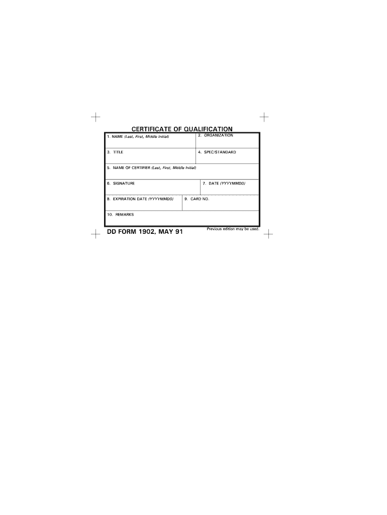  Dd Form 1902 1991-2024