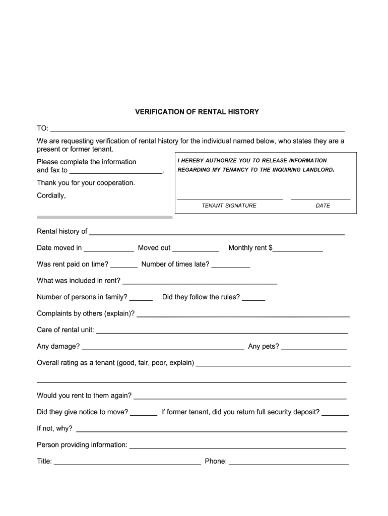 Rental Verification Form