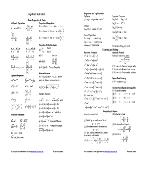 Logarithm Cheat Sheet PDF  Form