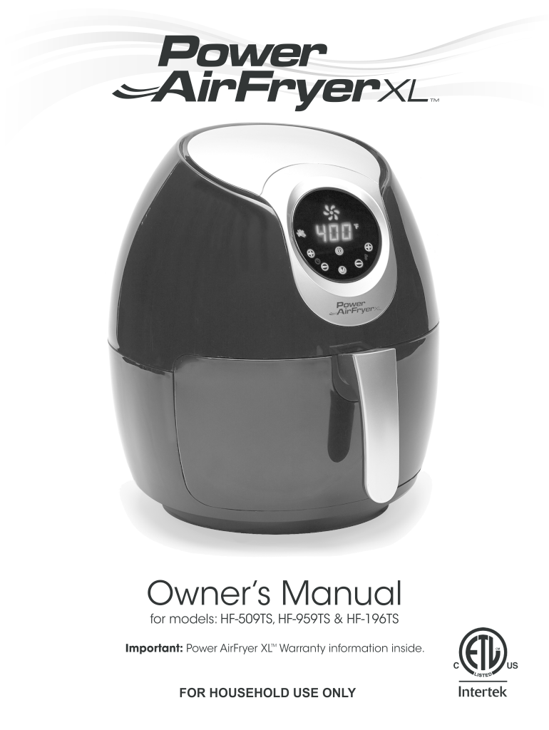 Power Air Fryer Xl Manual  Form