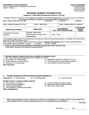  Informed Consent for Medication, F 24277, Dhs Wisconsin 2010
