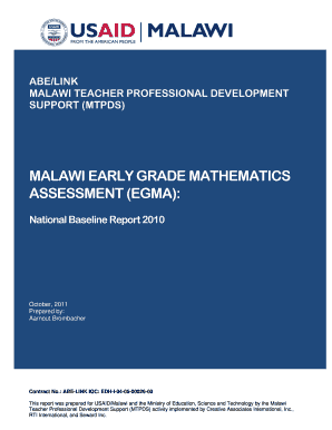 MALAWI EARLY GRADE MATHEMATICS ASSESSMENT EGMA PDF Usaid  Form