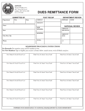 Dues Remittance Form PDF AmVets Amvets