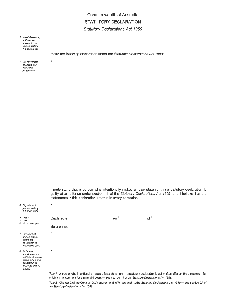 Statutory Declaration Nsw  Form