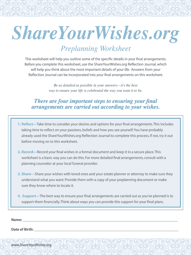 Final Wishes Organizer  Form