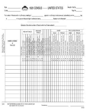 1820 Census Form