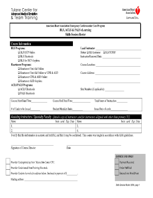 Aha Acls Roster  Form