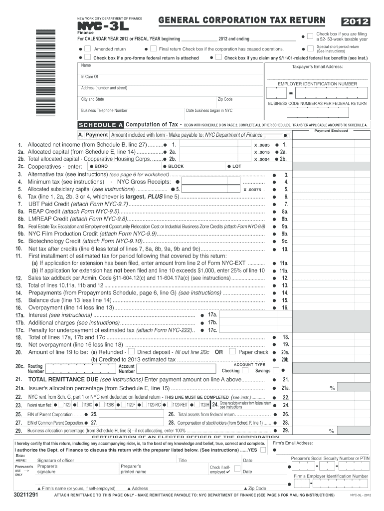  Nyc 3l Form 2019