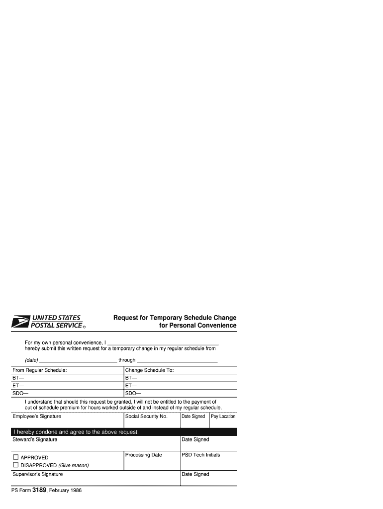 Ps Form 3189 Fillable