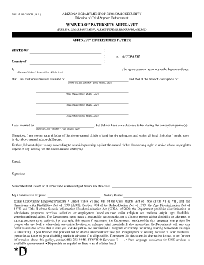 Waiver of Paternity Affidavit Arizona Form