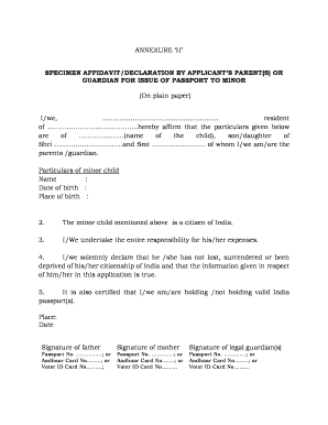 Annexure D for Passport  Form