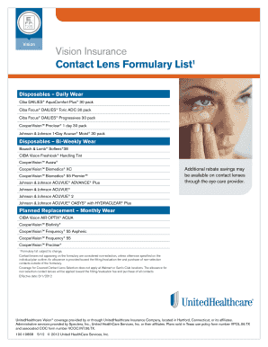 Spectera Contact Lens Selection List  Form