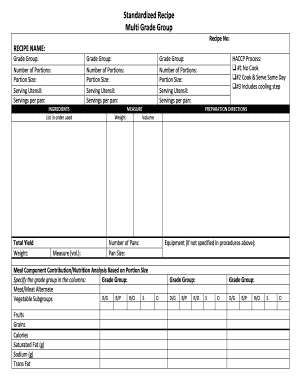 Recipe Template Standardized Recipes Dese Mo  Form