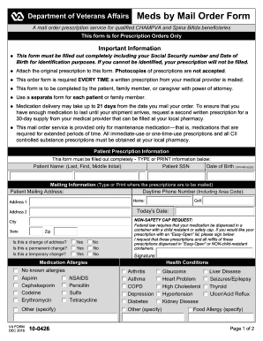 champva form va mail meds medication printable list fill fillable sign blank edit thyroid exam physical write signnow 2010 prescription