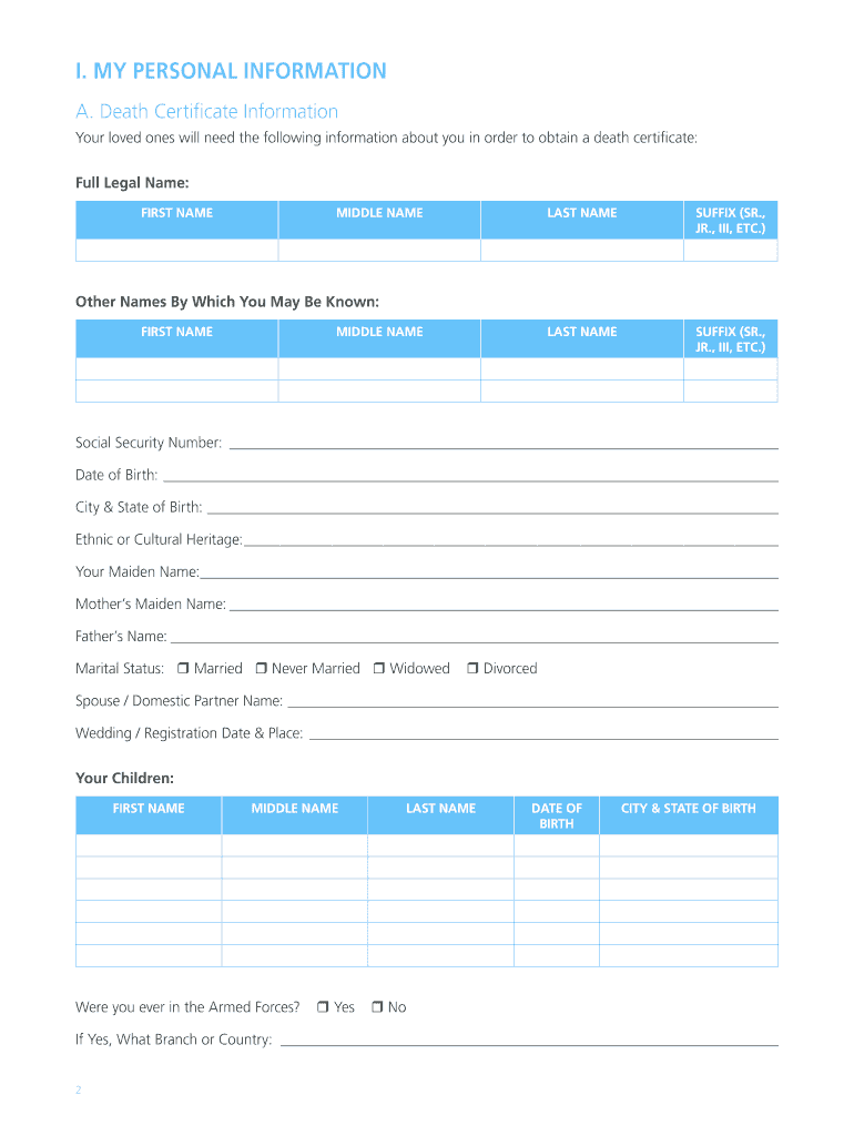 Funeral Planning Guide Metlife  Form