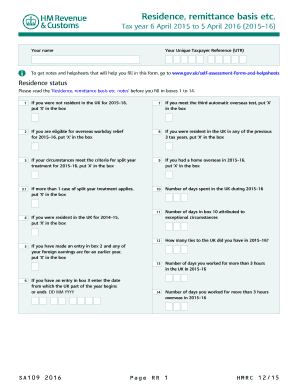  Sa109 Form 2020