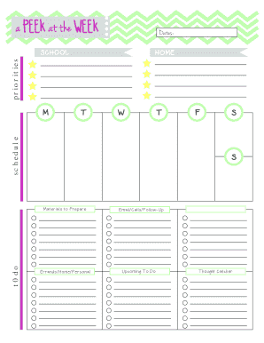 A Peek at the Week  Form