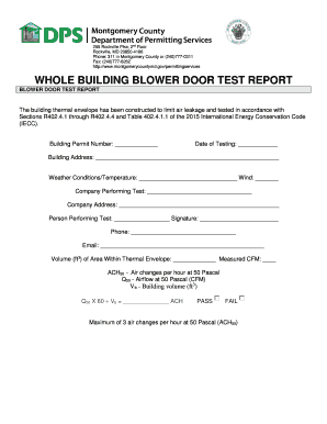 Whole Building Blower Door Test Report Permittingservices Montgomerycountymd  Form