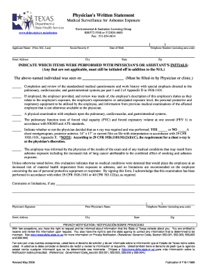 Physician&#039;s Written Statement Dshs Texas  Form