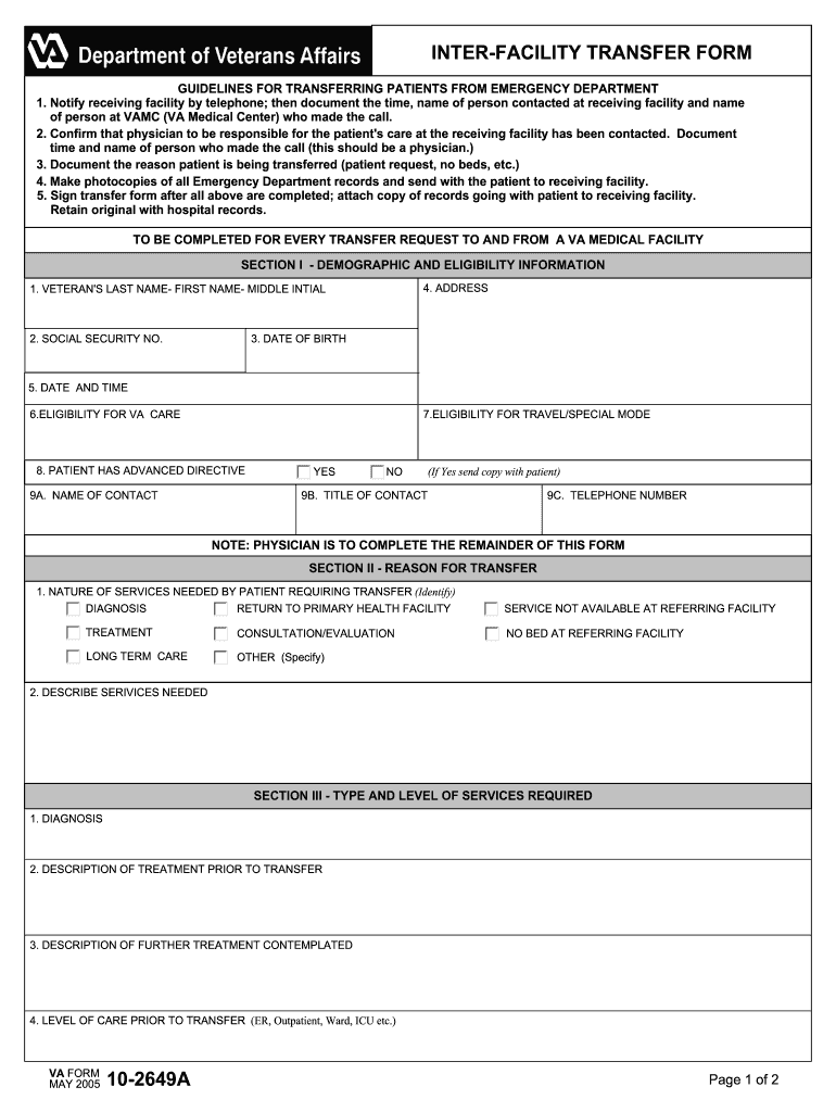 Form Inter Facility Transfer