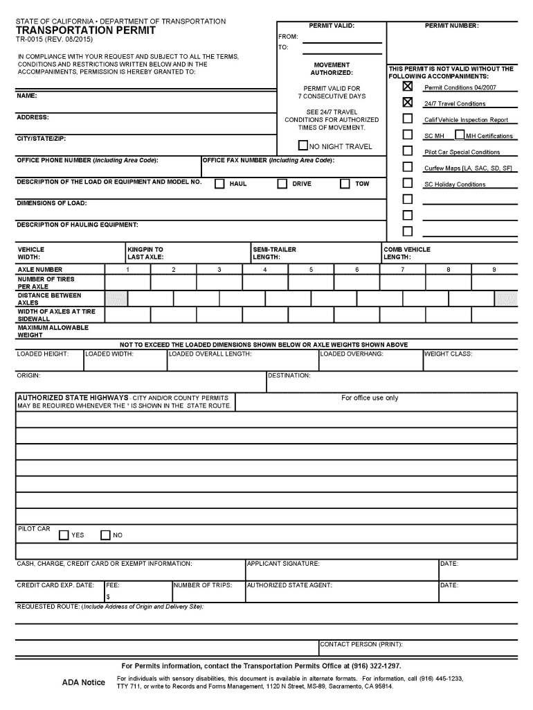 Tr 0015 Form