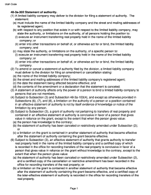 Statement of Authority Utah Form