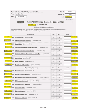 Adult Adhd Clinical Diagnostic Scale Acds V1 2  Form