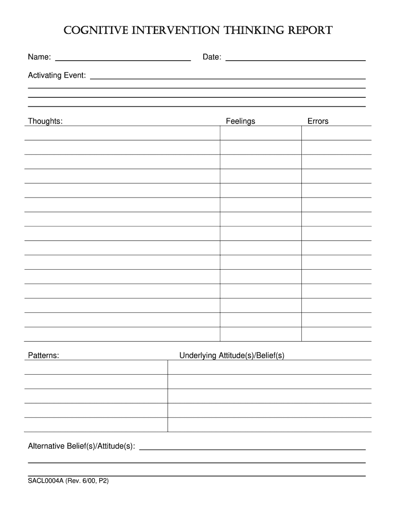 COGNITIVE INTERVENTION THINKING REPORT Collincountytx  Form