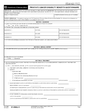 Va Prostate Cancer Disability Benefits Questionnaire  Form