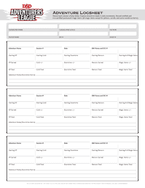 Adventure Logsheet  Form