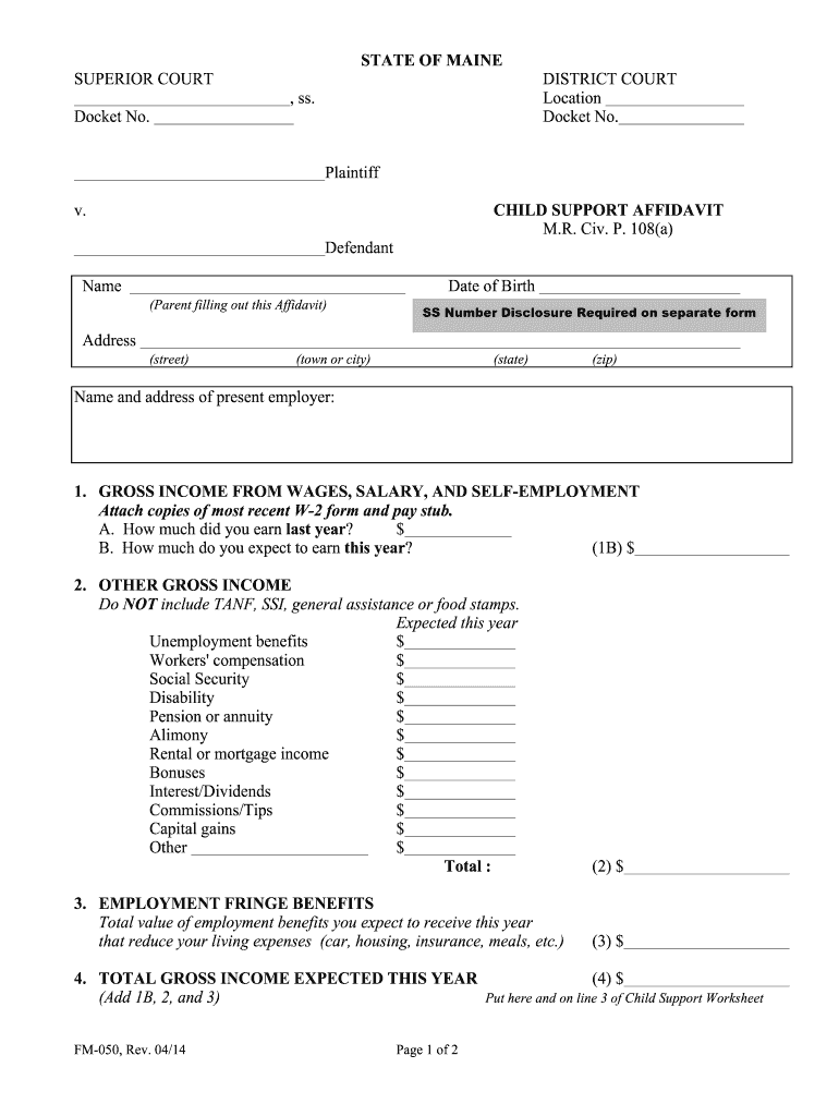  Maine Affidavit 2014