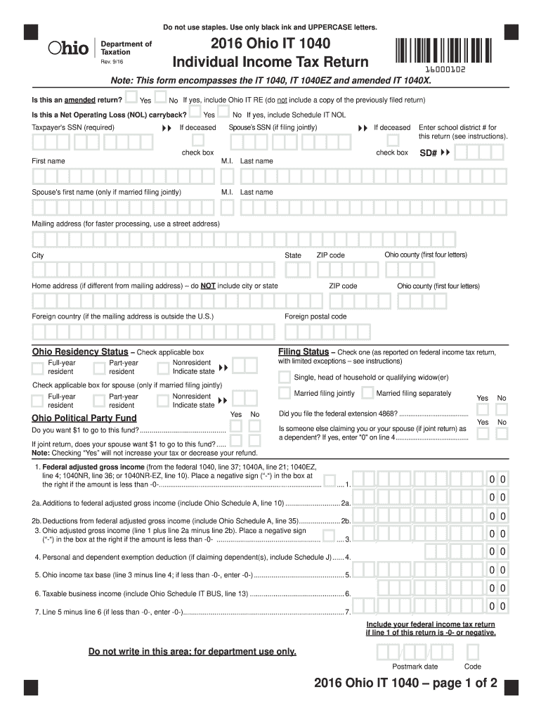  Ohio Form 2016