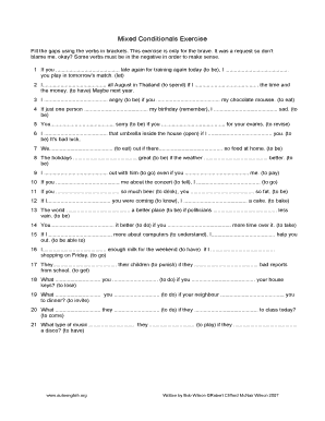 Mixed Conditionals Exercises PDF  Form