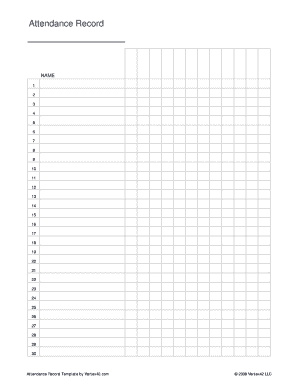 Printable Attendance Record Printable Attendance Record  Form